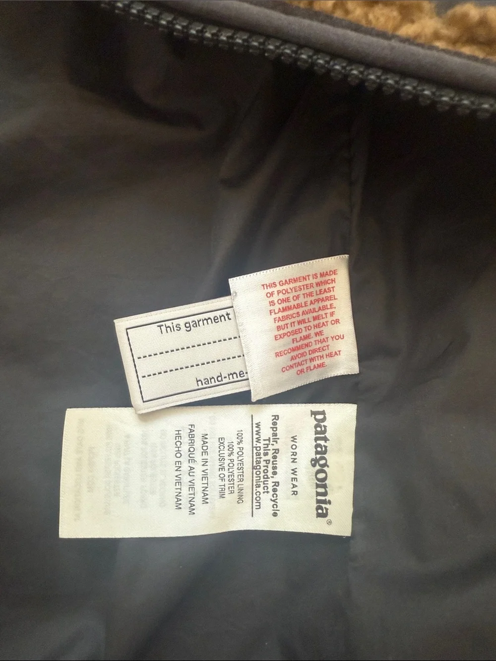 Patagonia Brown Sherpa Fleece Vest with Teal Accents